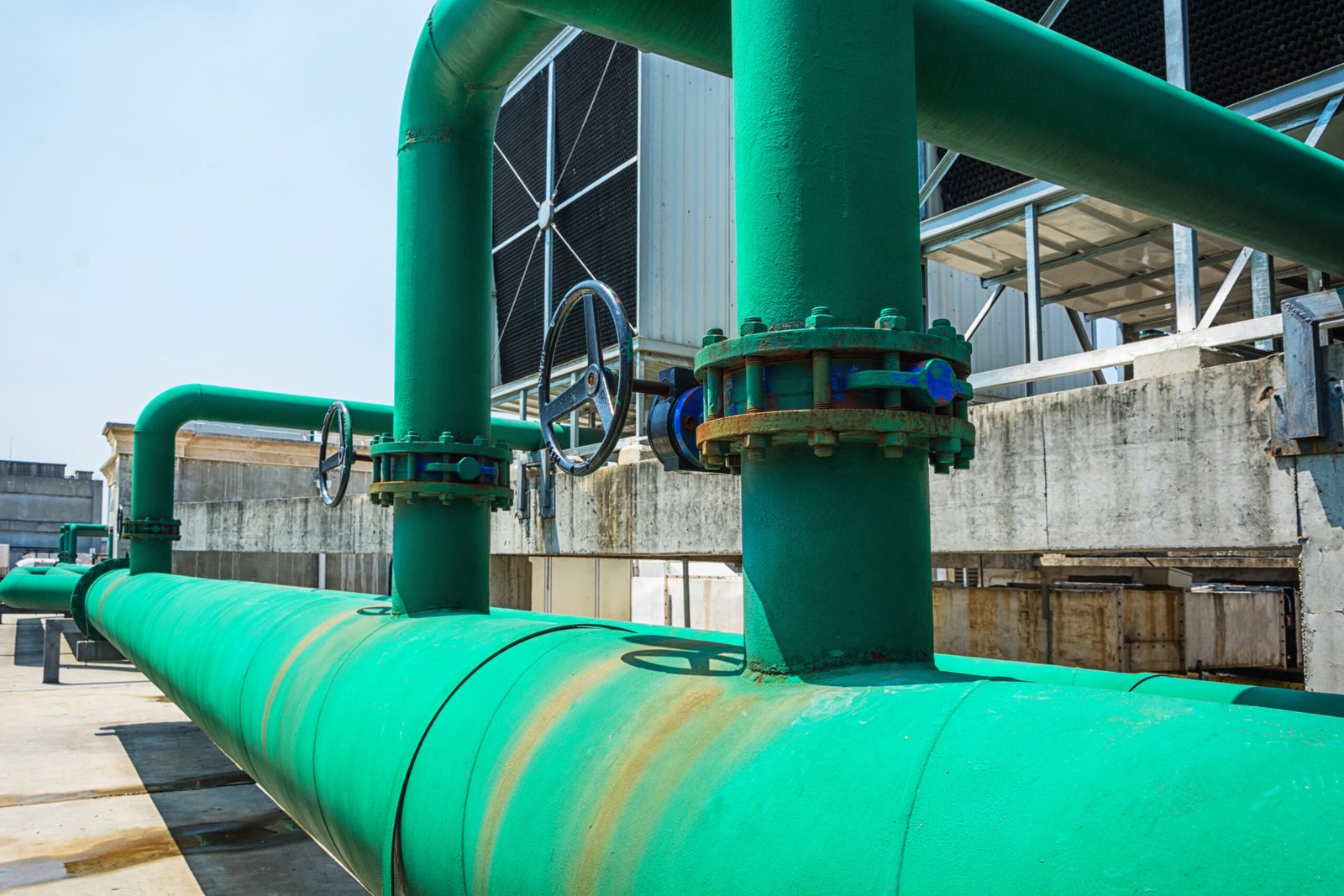 FRP industrial cooling tower piping system